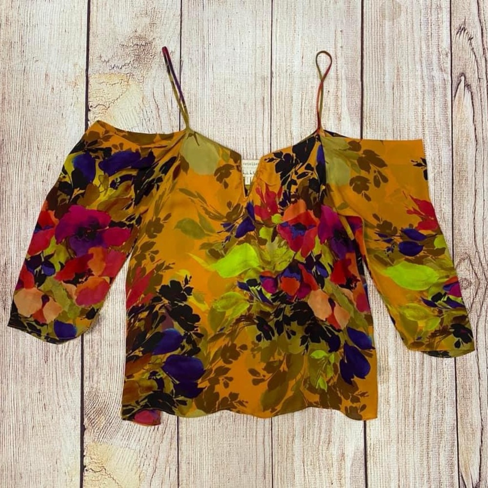 NICOLE MILLER Yellow Colder Shoulder Top